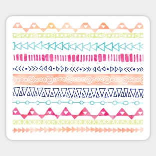 Pink Peach Baby Blue Purple Lime Hand Drawn Geometric Pattern Sticker